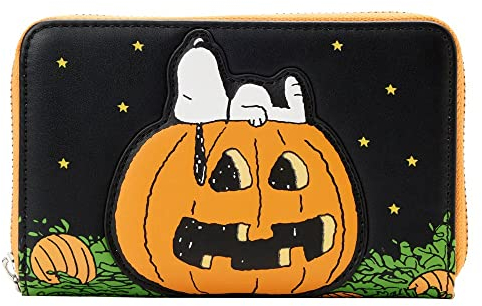 Loungefly Peanuts Great Pumpkin Snoopy Geldbörse mit umlaufendem Reißverschluss, Orange, 6 B x 4 H, Peanuts Great Pumpkin Snoopy Geldbörse mit Reißverschluss