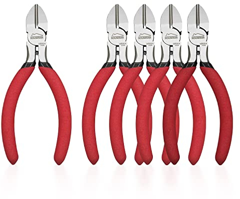 HOUSERAN Seitenschneider, Seitenschneider Zange, 127mm, 5 Stück, Drahtschneider,Bündigschneider, kleiner Seitenschneider für Modellbau, Schmuckherstellung, Basteln