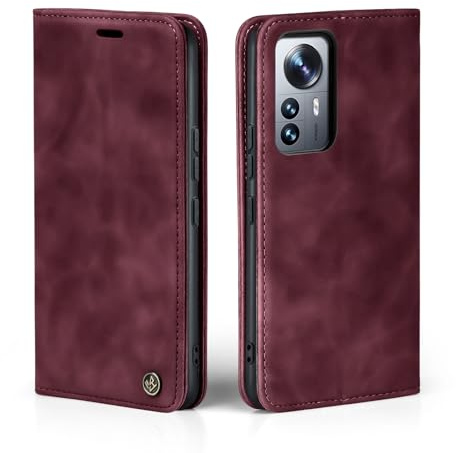 LBH Handyhülle für Xiaomi 12 Lite in Weinrot mit Karten- und Geldfach Smartphone Hülle mit Standfunktion Flip Case Schutzhülle Magnetverschluss Vintage