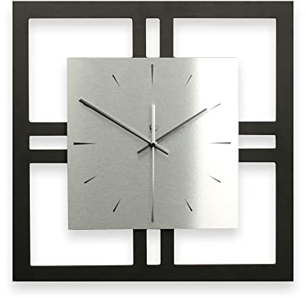 Kreative Feder Designer-WANDUHR Silver in modernem Metallic-Look ohne Tickgeräusche (Silver, leises Funkuhrwerk)