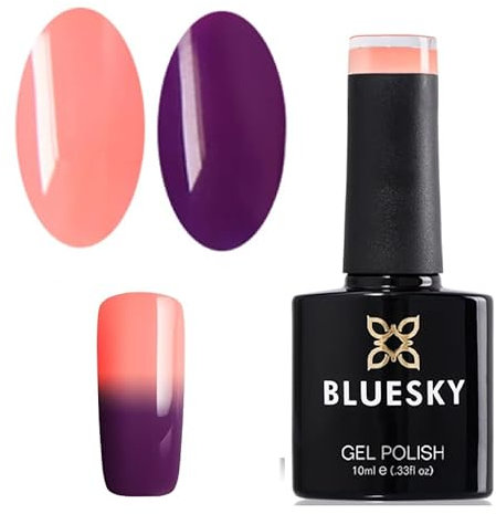 BLUESKY GEL NAIL POLISH ORANGE TO PURPLE LIGHT CHANGING CHAMELEON UV/LED SOAK OFF NOW AND THEN LC01