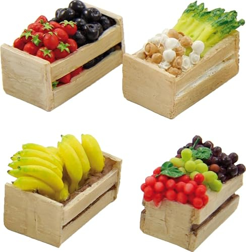 FADEDA 4X Obststeige/Höhe:3 cm/handbemalt/detailgetreue Krippen Figuren - Weihnachten Tisch Dekoration Krippe Zubehör