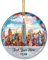 Christbaumschmuck Keramik Weihnachtsanhänger Anhänger Weihnachtsbaumschmuck Hängende Ornamente Weihnachtsdeko New York City 2023, Personalisiertes New York 2023 Geschenk Für Reisende, Reisethema,