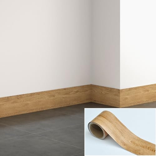 Lifuncren Cenefa Adhesiva para Pared Borde de Papel Pintado Autoadhesivo de PVC Impermeable 10 cm x 15 m Cinta de Grano de Madera Vinilo Adhesivo Muebles para Decoración de Baño Cocina (Teca amarilla)