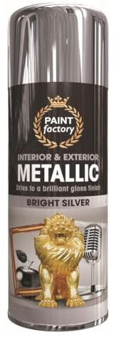 Metallic Spray Paint 400ml Multi-Purpose Use, Spray for Metal and Wooden Furniture, Ornaments, Decorative Items and Much More for Interior & Exterior (1, Bright Silver)