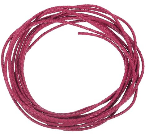 QUARKZMAN Cordón de Cuero, 5.5 Yardas 3mm de Diámetro, Trenzado para Bolsos, Cordones de Zapatos, Manualidades de Pulseras, Fucsia.