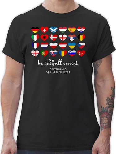 T-Shirt Herren - WM - Im Fußball vereint - Deutschland EM 2024 Länder - 5XL - Schwarz - Euro Tshirt Fussball Shirt männer Europameisterschaft Germany Fun-t-Shirts Deutschland-t-Shirt