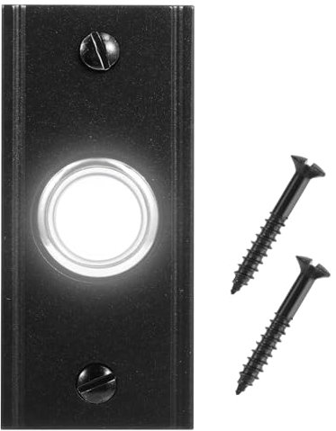 Doorbell Push Button,Heavy Duty Metal Door Bell Wired Button LED Lighted Wall Mounted Door Bell Push Buttons-Black