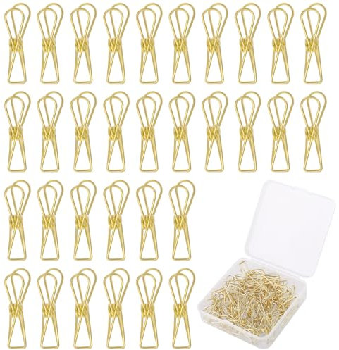 Piriuuo 50 Stück Büroklammern Gold, Klein Büroklammer mit Transparentbox Niedliche Büroklammern Mehrzweck Binderklammern Büroklammern Spender für Büro Dokumente, Rechnungen und Kreative Projekte