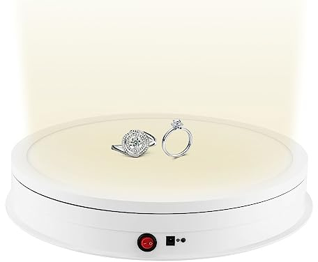 HOARLICN Elektrischer Drehteller, 360 ° Drehbarer Displaystände Mit LED Licht Schmuck Schmuck Display Ausstellungsstand 30w 50kg Elektrisch Fernbedienung Für Fotografie Produktanzeige