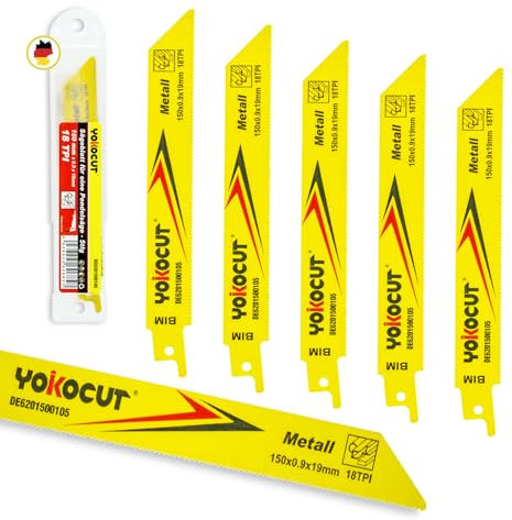 YOKOCUT Säbelsägeblätter für Metall 150MM 18TPI - M42 BIM - 5-tlg. Set - Präzises Metall Schneiden - Schnelles und Effizientes Schneiden - Robuste und Langlebige Bauweise