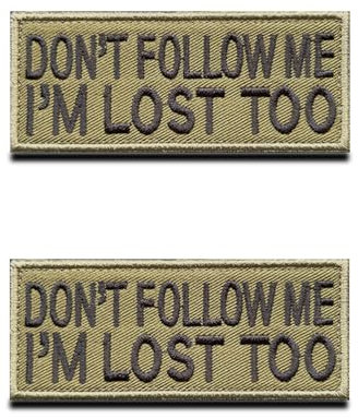 2 St. Grün Dont Follow ME I'm Lost Too Lustig Patch Taktische Militär Moral Appliques Emblem für Kleidung Rucksack Uniform Weste Hundeweste Draussen Biker Ausrüstung Patch