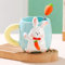 Tasse Ostern, Tasse Hase mit Karottenlöffel, Ostergeschenke Mug, Cute Ostertasse, Easter Keramikbecher, 3D Kaninchen Kaffee Tee Milch Tasse für Ostern und Geburtstagsgeschenke(Grün)