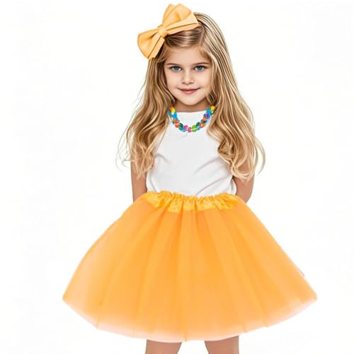 OQKAHIV 1 pcs Falda de Tul para Niñas, Falda tutú Princesa, Faldas de Baile de Ballet de Tul 3 Capas, Falda de Tutú de Princesa para Niños, Falda de Ballet, para Fiesta de Cumpleaños Navidad (Naranja)