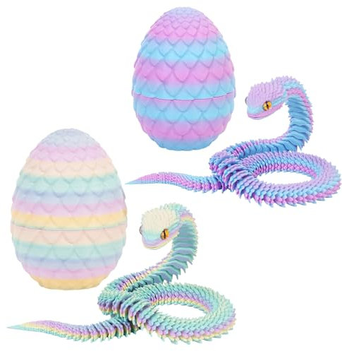 3D Gedruckt Schlange Artikuliert Flexible Schlange Realistische Slithering Design Leuchtende Tier für Schreibtisch Dekoration (BuntA+BuntB)