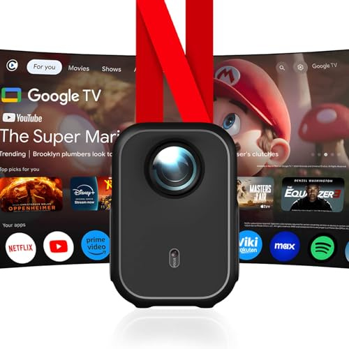 WUPRO Cinema G2 Smart-Projektor, 200 ISO-Lumen, Autofokus, 1080p, multifunktionaler tragbarer Mini-Projektor für Heimkino, integriertes Netflix im Freien