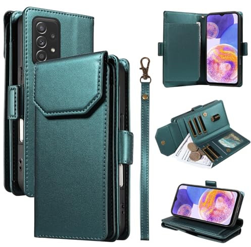 Étui à rabat pour smartphone Compatible with Samsung Galaxy A23 5G/4G Wallet Case with Card Holder for Women and Men, Fashion PU Leather Cover Side Buckle Hand Strap Wallet Phone Case Fit for Galaxy A