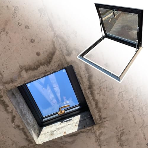 WWERTYY Trampilla de Techo Personalizable, tragaluz, Ventana de Techo Plano con Vidrio Templado, Acceso al ático, Ventana de visualización de Techo para casa (63,5 x 50,8 cm)