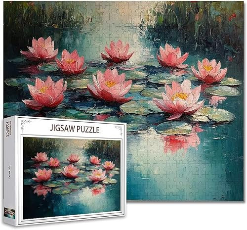 Puzzle 300 Teile Lotus Puzzle Erwachsene Groß Panorama, Klassische Schwerpuzzle PäDagogisches Spiel Herausforderung Impossible Kunstpuzzle, Compact Box Mit Poster Geschenke für Frauen/MäNner H-8