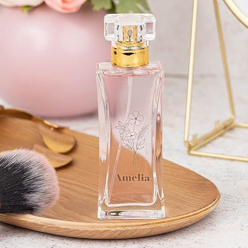 Wanapix | Parfum Personnalisé | Personnalisé avec photo et Texte | Fragrance Féminie | Verre Gravure. 50 ml y 100 ml | Cadeau Original (Fleurs, 50 ml)