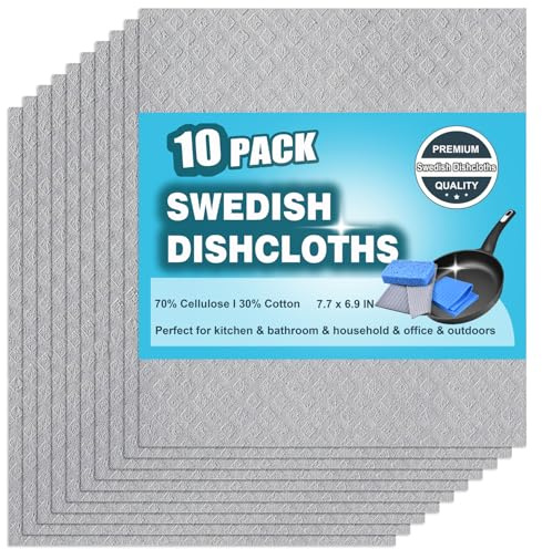 JECOLE 12 Packs Swedish Dishcloths for Kitchen, Reusable Paper Towels Compostable Swedish Dish Clothes for Kitchen and Household Use