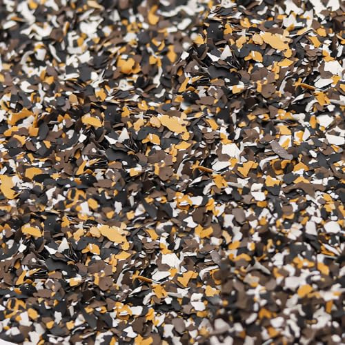 KEPYDRMTF Epoxid-Bodenflocken für Garage, Mischfarbe, Späne, Beton-Bodenbeschichtungen, dekorative Farbflocken für Wände, Farbe innen und außen (Gelb, Kaffee, Schwarz, Weiß, 3 kg)