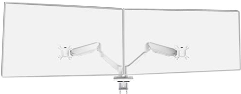 Mars Gaming MARM-PRO2, Support pour Moniteur Double avec Double Ressort à Gaz jusqu'à 27”, Mouvement Articulé 360° et Hauteur Réglable, Compatible avec VESA 75x75 et 100x100, Blanc
