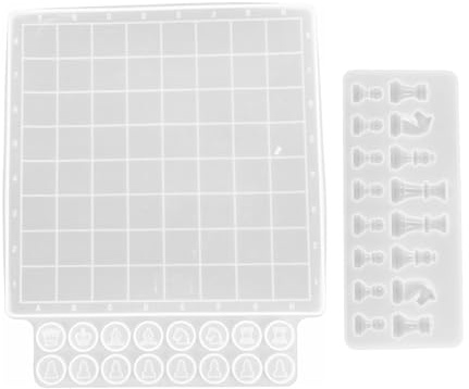 FIXOSHEE 2 Stück Silikonform Schachbrett und Figuren Set Flexibel Reißfest für Epoxidharz DIY Handwerk Form Schachspiel Personalisierbar und Vielseitig Verwendbar