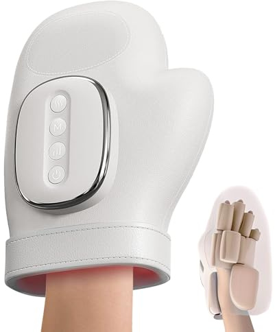 Handmassagegerät mit Wärmefunktion, Intelligenter Handmassager, 3 Massageprogrammen, 5 Presse Ebenen Handschuh, Handschuhe Hand Massager, FüR Linderung Von Arthritis, Handkrankheiten (A)