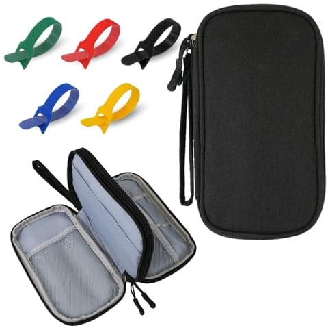 BCUBA® Organizador Cables Viaje – Estuche para Cables + 10 Bridas Autoadherentes | Estuche para Cargadores, USB y Accesorios Electrónicos | Bolsa Compacta y Versátil (NEGRO)