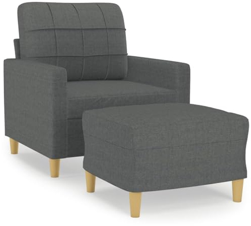 XHNIFBN Sessel mit Hocker Dunkelgrau Stoff 78x77x80 cm 110 kg Belastbarkeit Modernes Mini Sofa Recamiere für Small Living Room Bedroom Gaming Corner