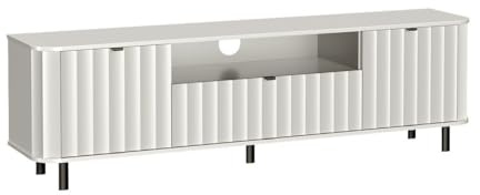 Masseno TV-Schrank MODERNO 196 cm Fernsehschrank mit 3 Türen TV-Lowboard für Wohnzimmer Modern 196x40,5x57 cm Weiß