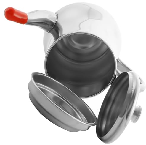Olla de Filtro de Aceite 250ml Plata de Acero Inoxidable | Asa Cómoda, Uso Doméstico, Fácil de Limpiar, Superficie Lisa, Resistente al Calor, Cocina Diaria