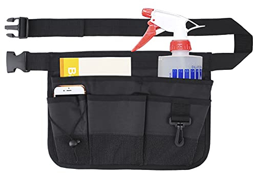 Geboor Gardening Tool Waist Bag Belt Heavy Duty Oxford Tool Apron with 7 Pockets of Different Sizes and Depth (Black)
