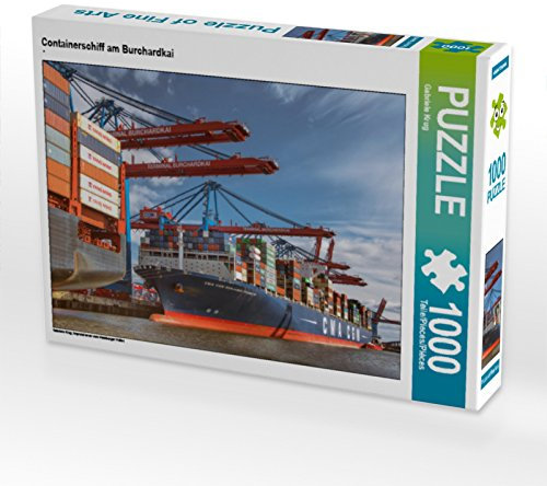 CALVENDO Puzzle Containerschiff am Burchardkai 1000 Teile Puzzle quer | Lege-Größe cm Foto-Puzzle für glückliche Stunden