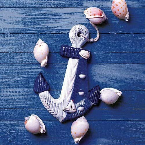 20 Servietten Muscheln an Anker als Tischdeko für Maritime Anlässe 33x33cm