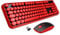 Letton Wireless Keyboard Mouse Combo, 2.4GHz Typewriter-Style Full Size Office Computer Retro Keyboard and Cute Mouse With 3 DPI for Mac PC Desktop Laptop - Red