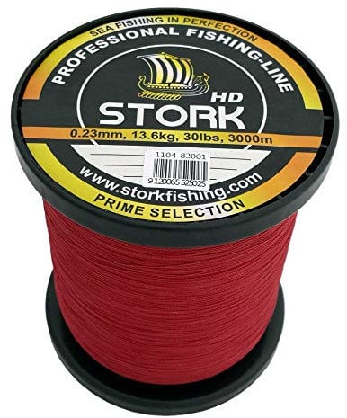 Stork HD, 4-Fach geflochtene Angelschnur 3000m (Rot, 8 lbs / 3,6 kg / 0,08 mm)