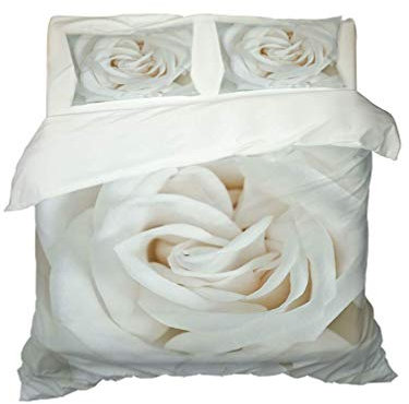 3D Floral Design Rose Flower Bedding set Rose Red Pink White Blue Yellow Orange Duvet Cover and Pillowcase Microfiber Girl (Style 3,Single 135x200 cm)