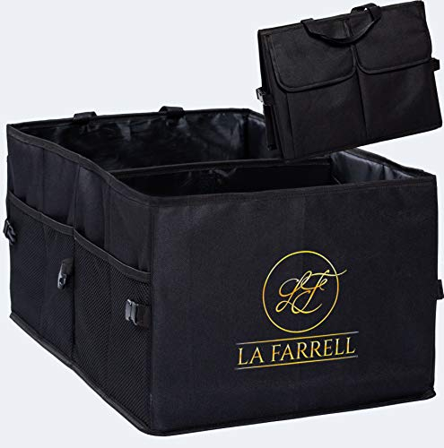La Farrell Kofferraumtasche, Auto Organizer, Autobox, Kofferraum Organizer, Autotasche, Kofferraumorganisator, Utensilientasche, schwarz und faltbar für PKW, SUV, den Einkauf, Camping und Picknick