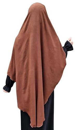 Yaqeen Khimar runder Hijab zum Überziehen für Muslime, einteilig, Kopftuch, Jilbab, islamischer Gebetsschal, muslimische Schals, braun, Einheitsgröße