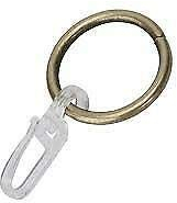 NRV-Outdoorbedarf Gardinenringe für Gardinenstangen Ø 20 mm,inklusive Faltenlegehaken, 100 Stück, Breite 3 mm, Metall, Messing-glänzend