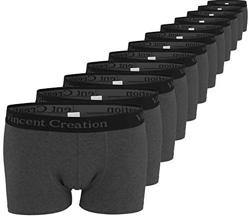 Vincent Creation 12er Pack Herren Boxershorts Retroshorts Hipster Fitted (M, Anthrazit)