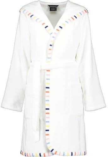 Cawö Home Bademäntel Damen Kurzmantel mit Kapuze Uni mit Borte 3345 weiß - 662 XS