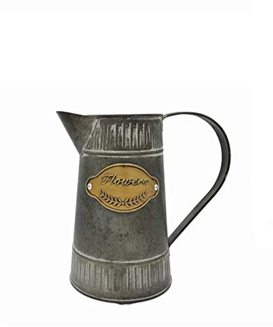 Fletiter verzinkte Vase Bauernhaus Metall Milchkanne Vintage rustikale Land Eimer Pflanzgefäß Töpfe Krug für Küche Wohnzimmer Dekor, rostige Krug