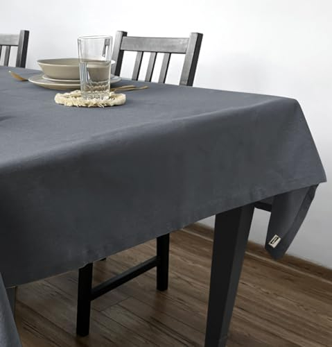 Rollmayer Hersteller Tischdecke Tischtuch Tischwäsche Gastronomie Kollektion Velvet Uni einfarbig pflegeleicht waschbar(Grafit 219, 140x260cm) Größe & 5 Farben wählbar, für Wohnungen und Hotels