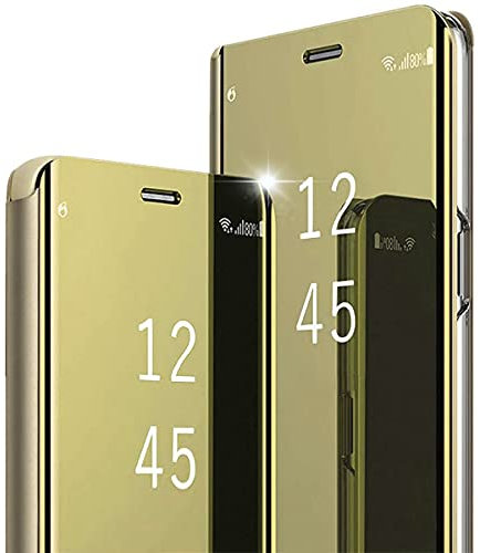 YOURSEA für Huawei Mate 20 X (5G) Hülle, Überzug Spiegel Etui Flip Case Transparent Clear View Stehende Shockproof Cover Schutzhülle Tasche Hülle für Huawei Mate 20 X (5G), Gold