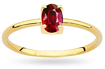 MARKO Damen Gold Verlobungsring mit Rubin 0.60Ct | 14 Karat Gold (585) | Goldring mit Box | Goldring für Frauen (Rubin, 56 (17.8))