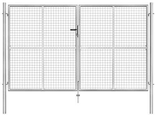 Susany Cancello per Giardino in Acciaio Zincato, Cancello Pedonale per Recinzione Singolo/Doppio,Cancello per Recinzione Singolo,Cancello da Giardino in Acciaio,Cancello da Esterno 306x200 cm Argento