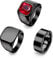 Dochais 3PCS Edelstahl Ring Herren - Schlicht Gold Schwarz Zirkon Elegant Runden Siegelringe (Schwarz, 64)